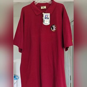 Vintage 90's Russell Athletic Maroon FSU Polo Shirt Short Sleeve Men's Size XLT
